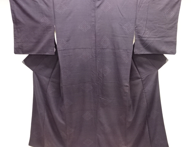 JAPANESE KIMONO / ANTIQUE KIMONO / SILK / TSUMUGI / WOVEN RHOMBUS